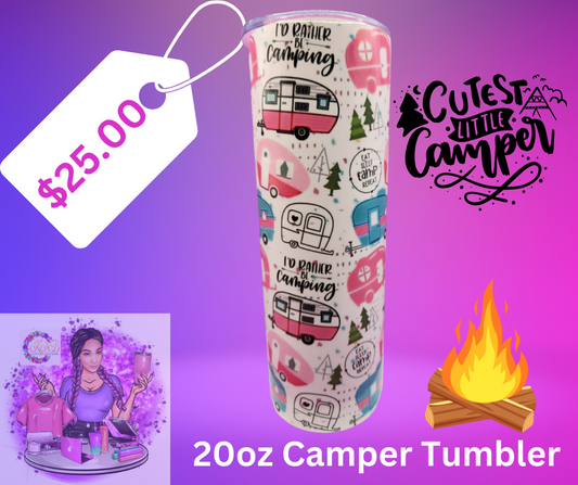 20oz Pink Camping Tumbler
