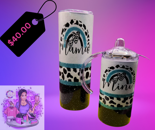 20 oz "Mama" tumbler with matching "Mini" sippy cup